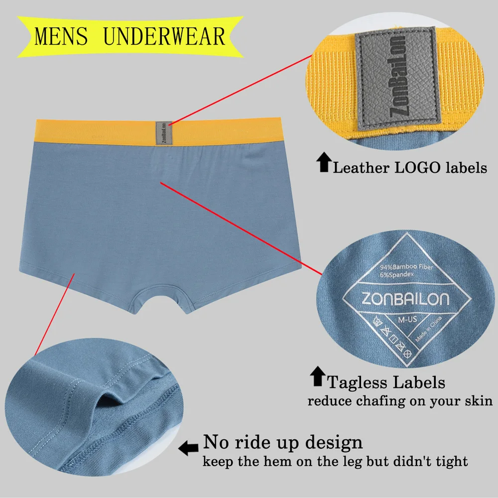 Mens Boxer Shorts 4pcs/lot Bamboo Underpants Soft Boxer Men Breathable Solid Underwear Flexible Boxershorts Underpants