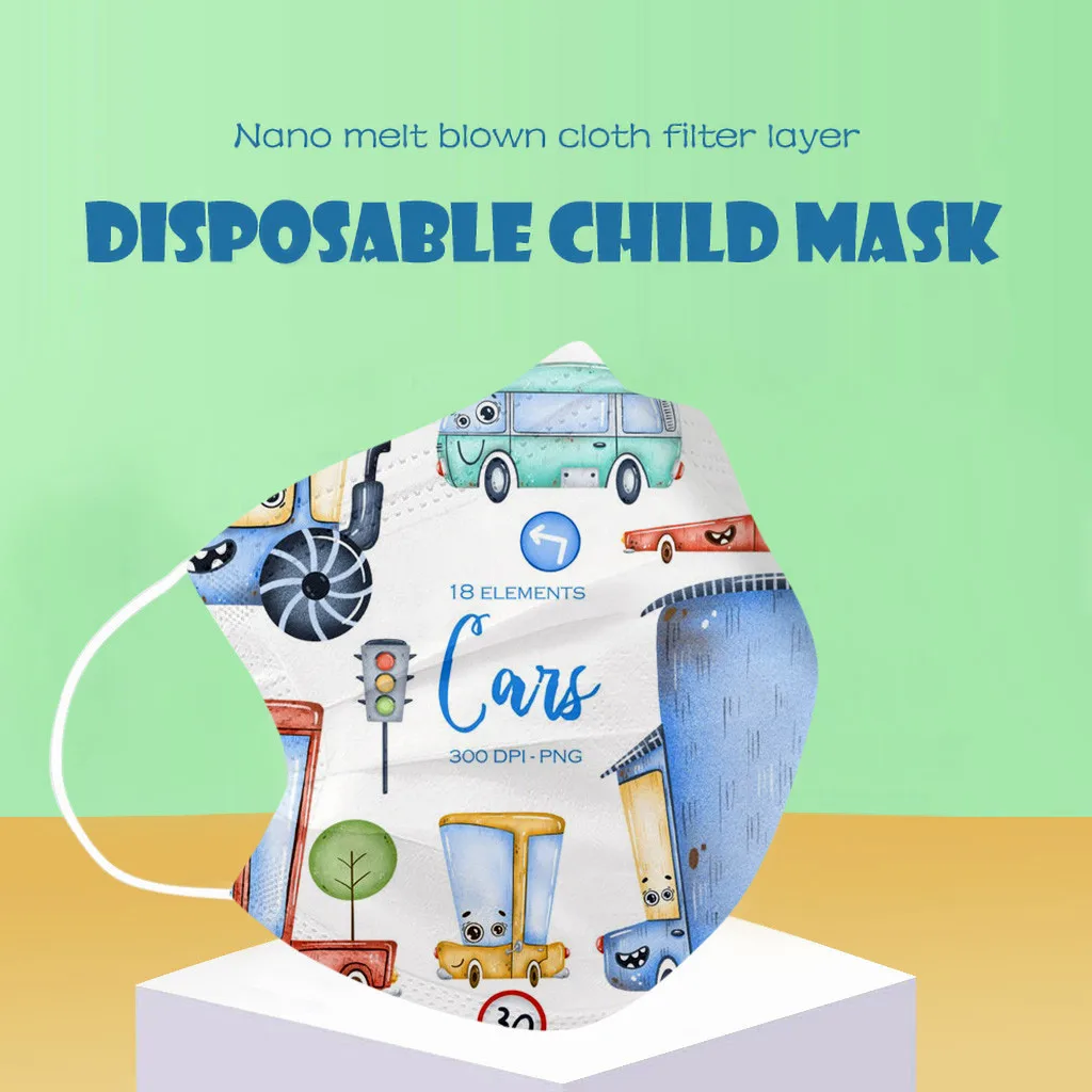 

50PC Christmas Cartoon Kids Disposable Mask 3Layer Child Filter Hygiene Thicken Children's Face Mouth Mask Earloop Fast Delievry