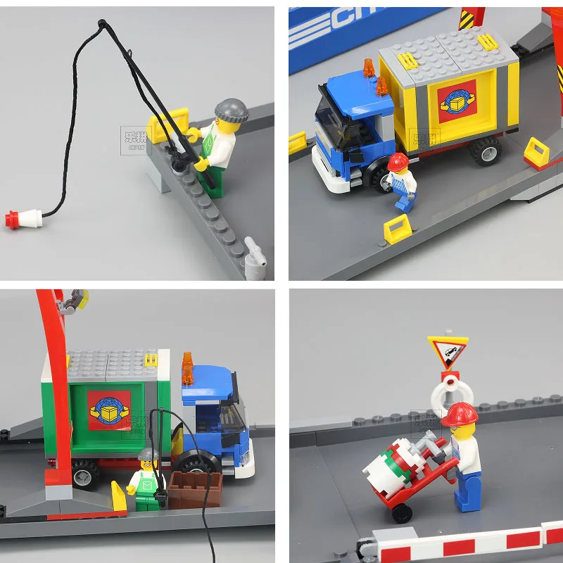 695pcs City Ultimate Harbour Port Lines Cargo Ship Working Crane 02034 Figure Building Blocks Toys Compatible With
