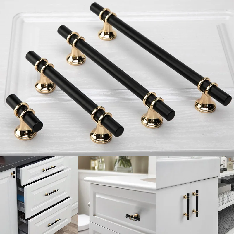 96-192mm Retro Zinc Alloy Black Gold Door Handles Pulls Furniture Handle Kitchen Cabinet Solid Drawer Knob Hardware | Обустройство