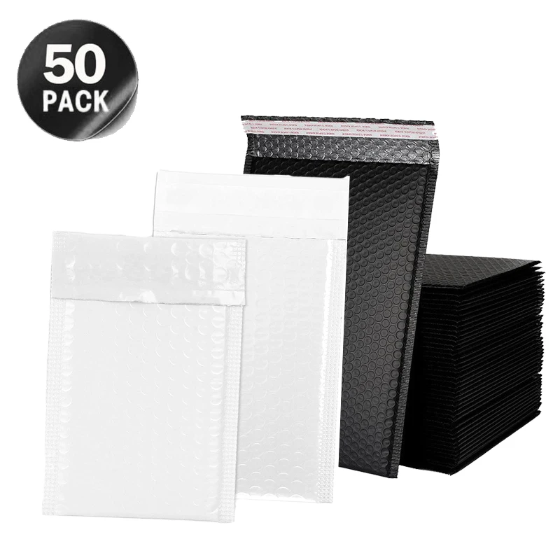 

Black And White 50Pcs 15*18cm Size Gift Envelopes Bags For Packaging for Mailer Gift Packaging Self Seal Bag Bubble Padding