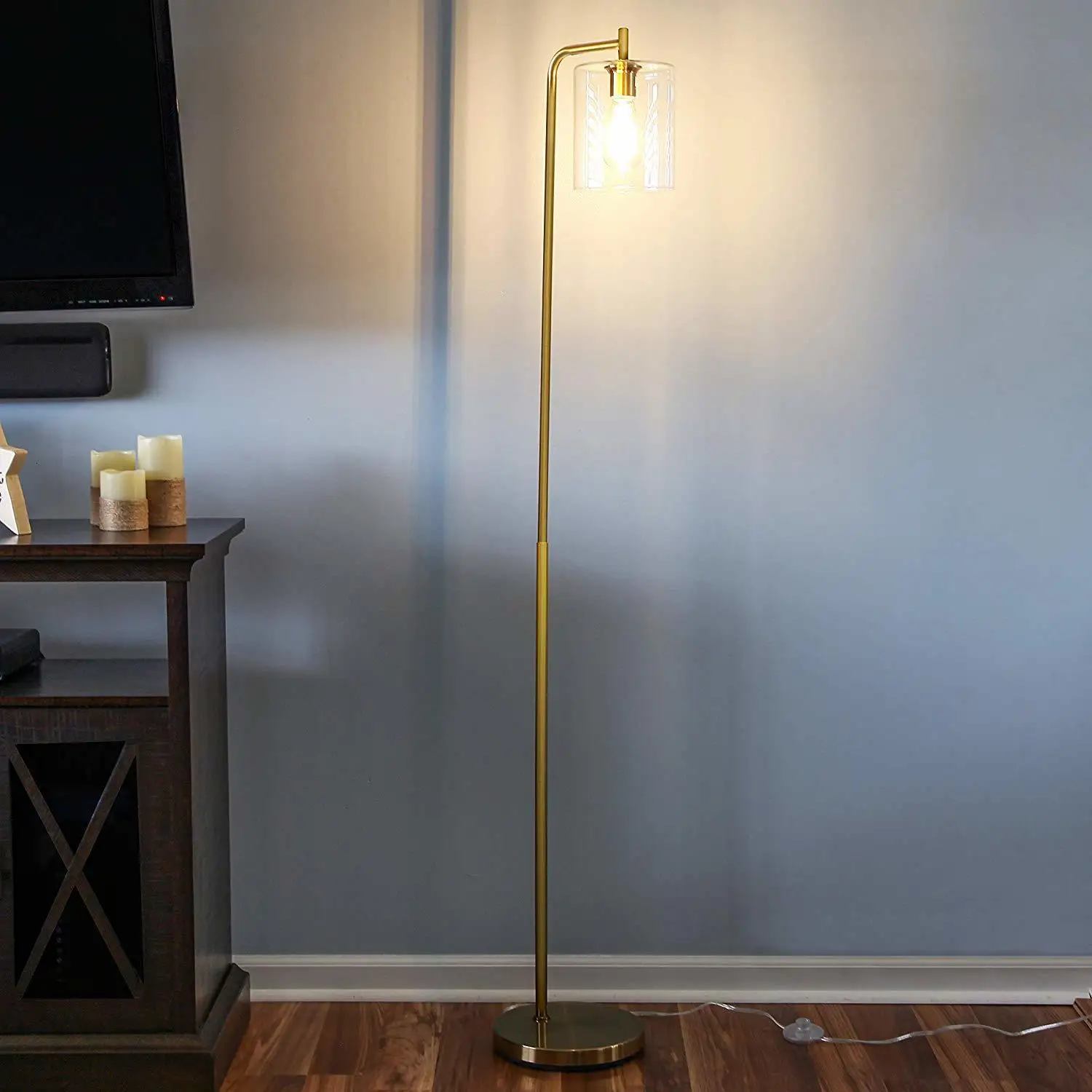 Современный дизайнерский вертикальный напольный светильник со стеклянным