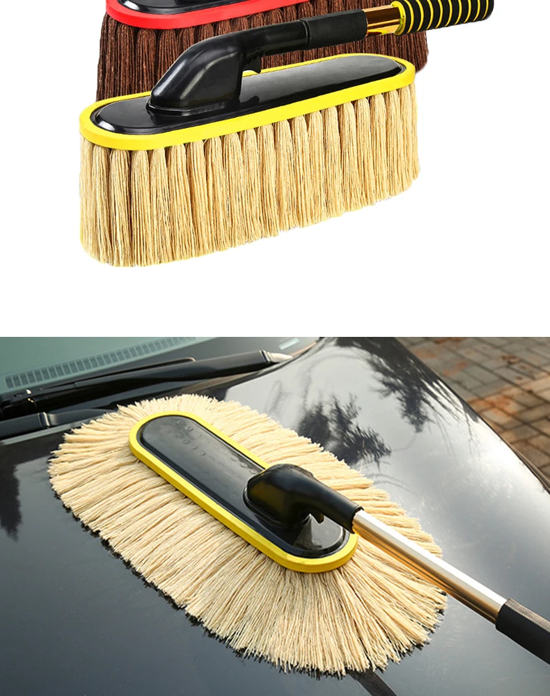 Car Wash Brush Dust Removal Brush Fibre Broom Rotating Mop Telescoping Long Handle Car Cleaning Tools Car Accessories Xammep