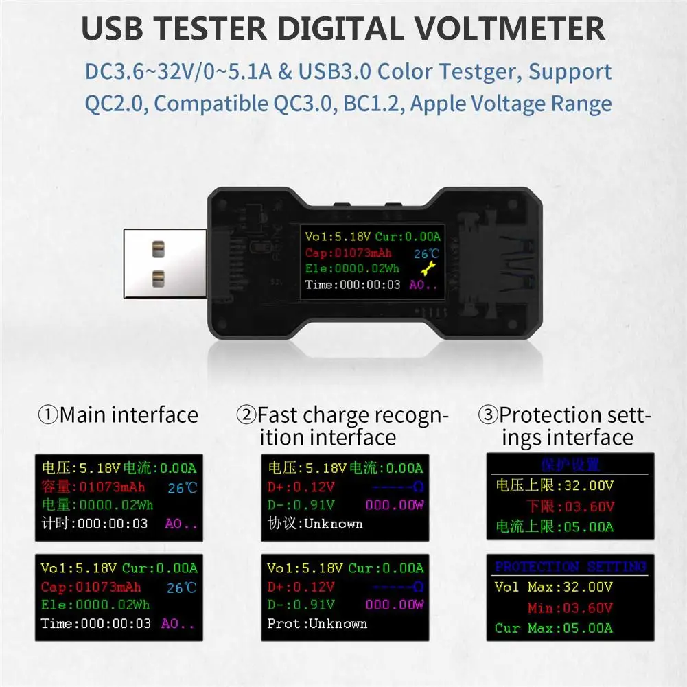 FNB18 USB тестер напряжение тока Емкость батареи хронограф мощность амперметр