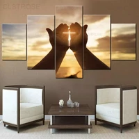 5 pieces wall crosses decor jesus hands prayer paintings wall art for living room christian pictures canvas modern home decor