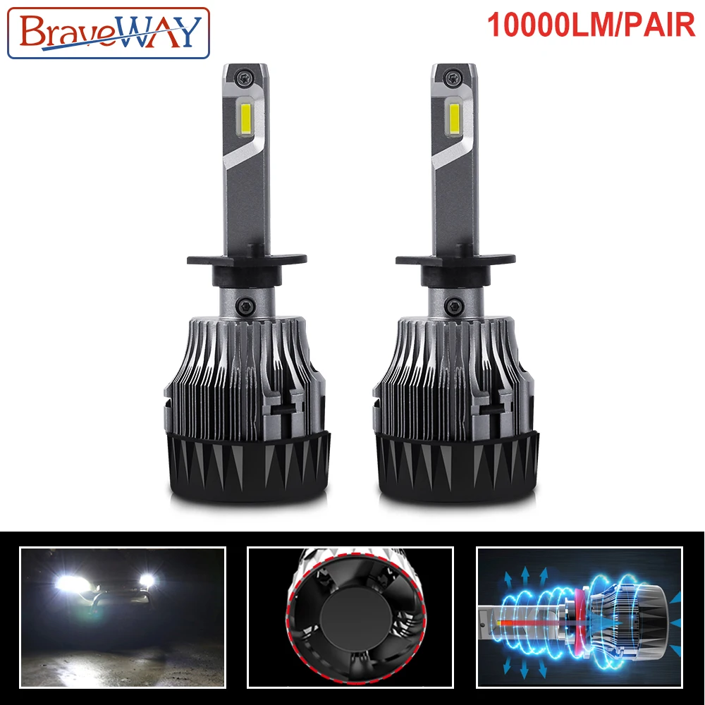 BraveWay H4 светодиодный H11 H1 HB3 HB4 HIR2 9012 H7 Canbus 10000лм 60 Вт/пара CSP светодиодный автомобильный фонарь противотуманная фара автомобильная лампа передняя фара