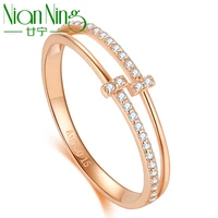 nianning real 18k gold rings for women 2022 new fashion diamonds rose gold really au750 ring fine jewelry 1 41g