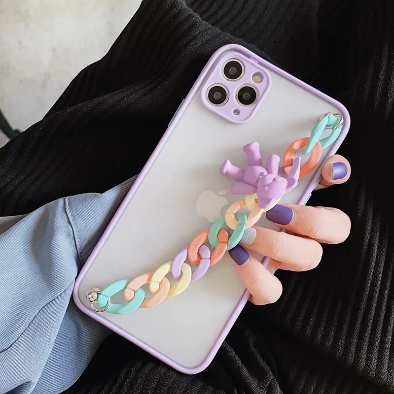 

Matte transparent Rainbow bracelet bear phone case for iphone 12 Pro 12 MiNi 11 Pro Max X XS Max XR 7 8 6s Plus SE 2020 cover