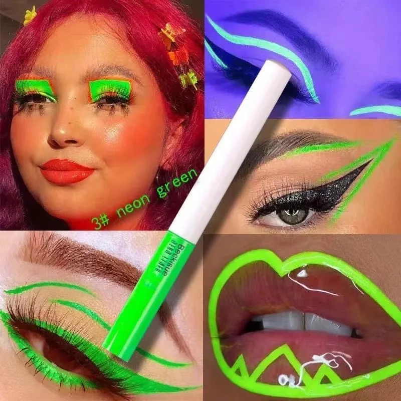 

Liquid UV Glow Matte Eyeliner Waterproof & Smudgeproof Fluorescent Body Face Paint Makeup for Daily Wear and Halloween Christmas