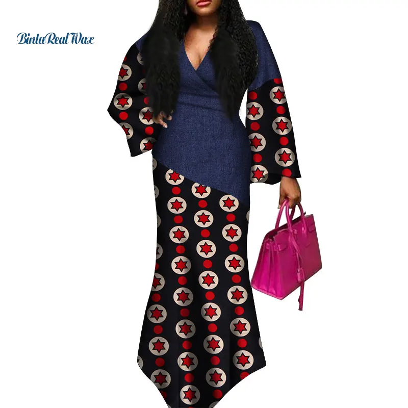 Сексуальные платья с V-образным вырезом африканская одежда Дашики африканские
