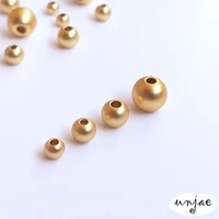 18k gold color preserving matte round beads diy gold necklace bracelet loose beads jewelry accessories