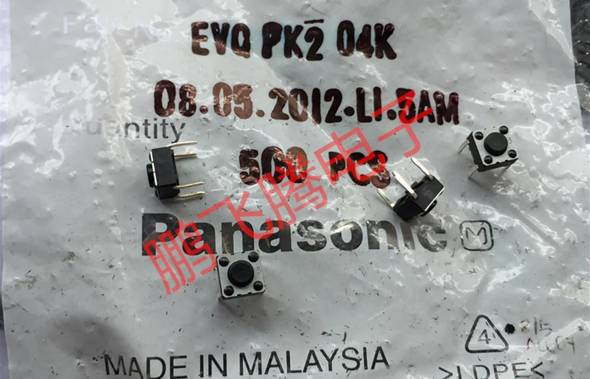 20 шт./лот Panasonic EVQPK204K сенсорный переключатель 6*6*4 3 в линии 4-pin Кнопка с длинным