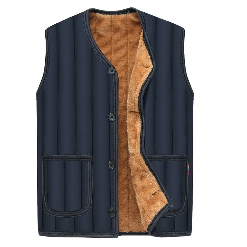 

Nice Jacket Men Sleeveless Veste Homme Winter Fleece Waistcoat For Men Striped Warm Vests Male With Many Pockets Men Vest