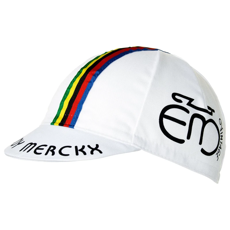 Винтажная велосипедная шапка Eddy Merckx белая/черная один размер подходит для