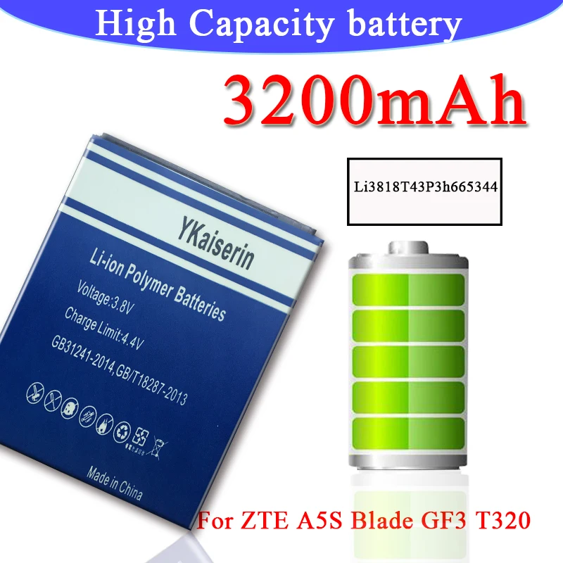 Аккумулятор большой емкости 3200 мАч для ZTE TWM AMAZING A5S Blade GF3 T320 Li3818T43P3h665344 Мобильный