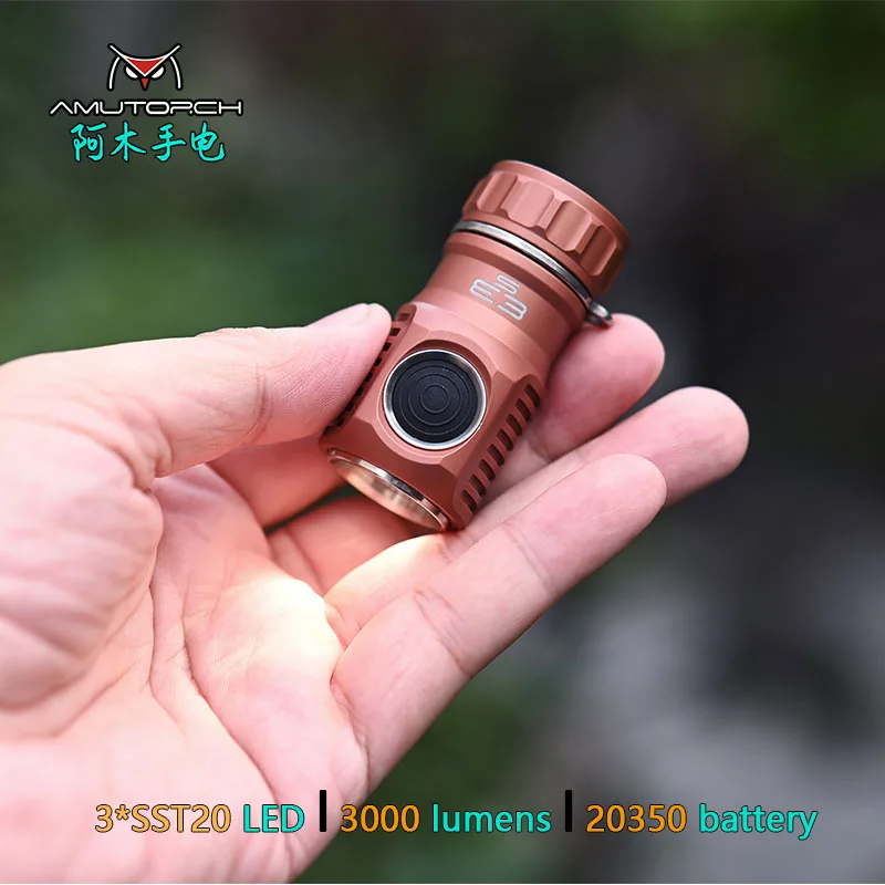 Amutorch E3S 3xSST20 LED 3000LM яркий 20350 EDC фонарик с высокой мощностью мини сверхпрочный и