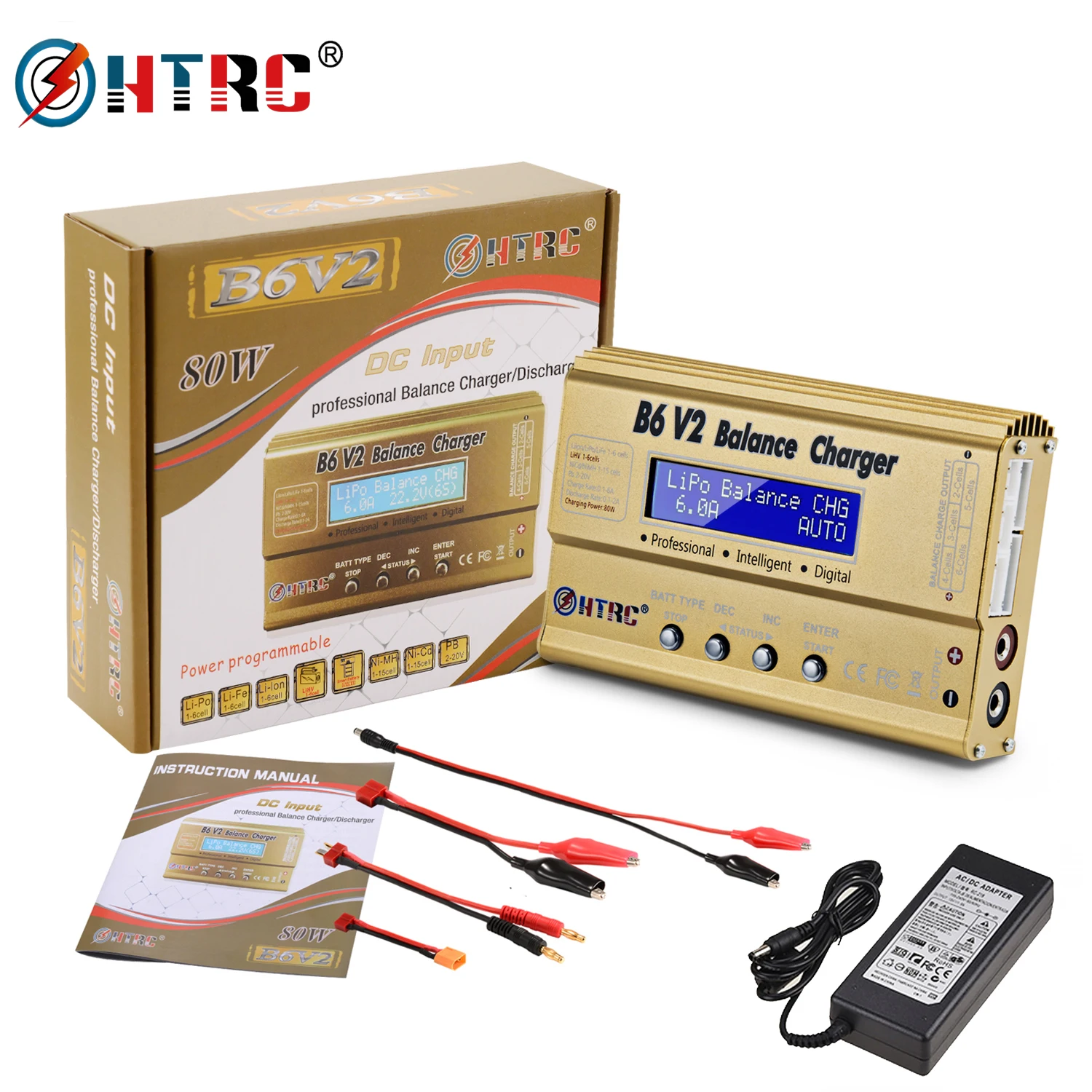 Балансирующее зарядное устройство HTRC IMAX B6V2 80 Вт профессиональное Цифровое Lipo Dis