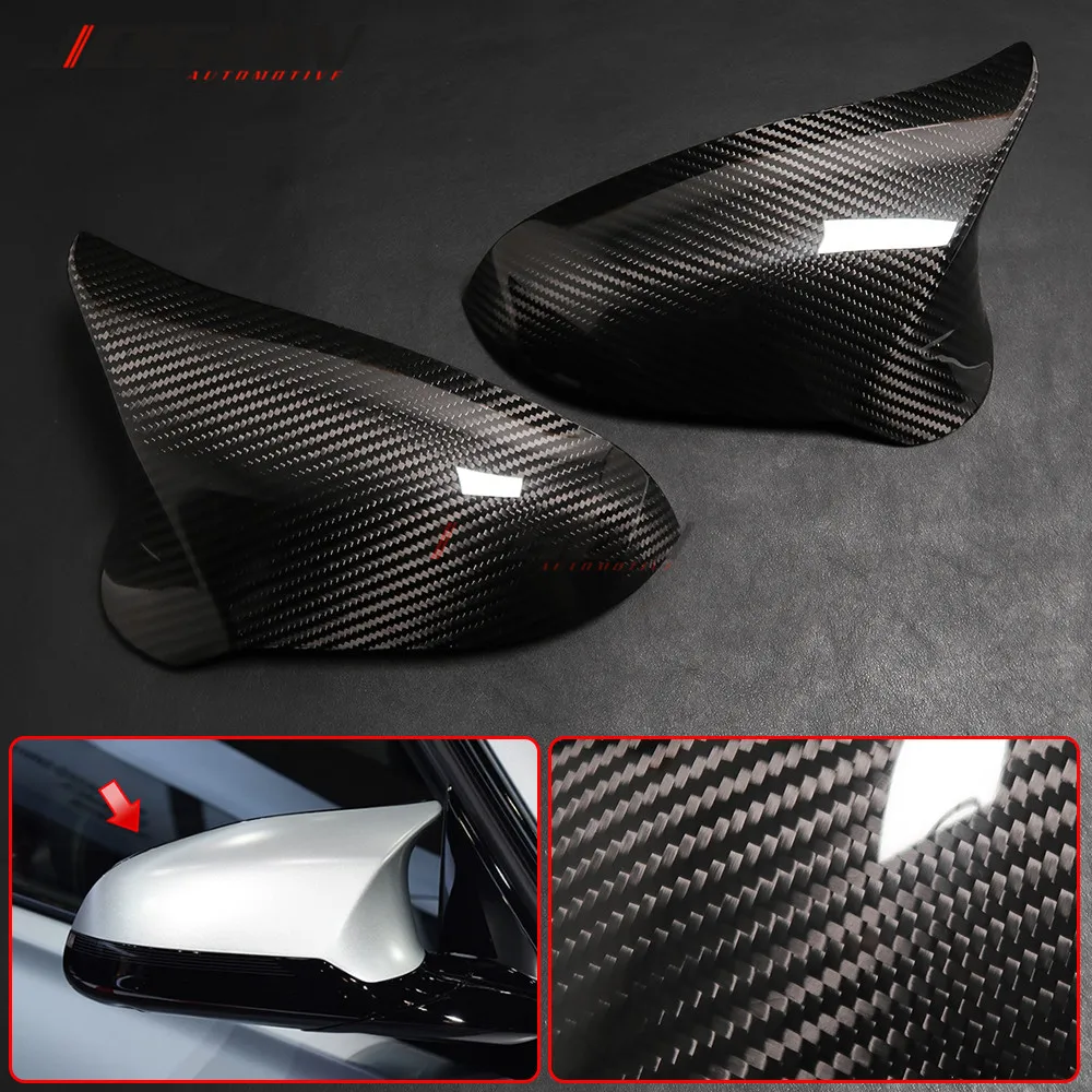 

Glossy Real Carbon Fiber Car Side Wing Rearview Mirror Cover Add On For BMW M2C M3 M4 F87 F80 F82 F83 Exterior Accessories LHD