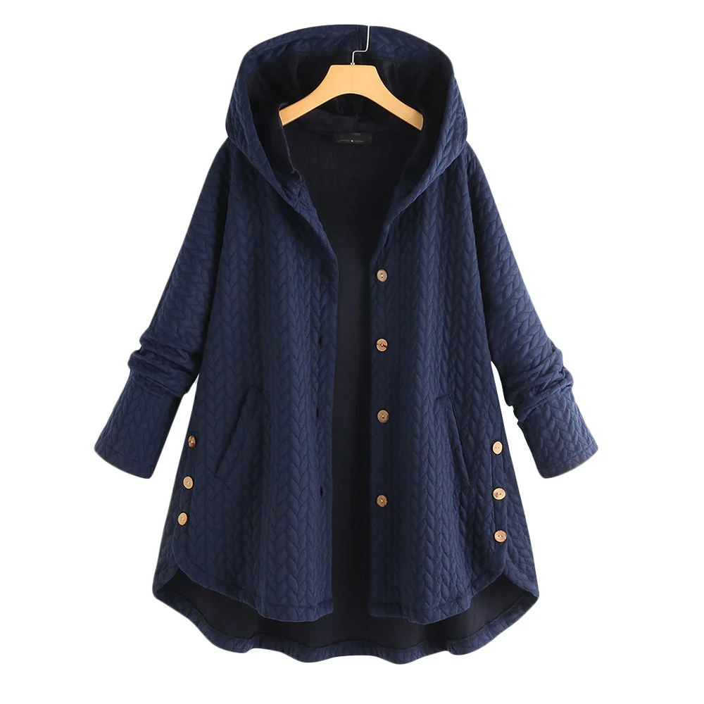 

Irregular Jacket 2021 New Mid-length Hooded Single-breasted Temperament Loose Long Sleeves Wn*