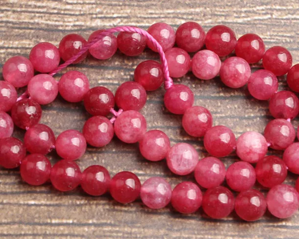 rose red jade LingXiang модные натуральный ювелирные изделия из жемчуга 6/8 мм розово-красные нефриты бусины на возраст от 4 до 12 лет мм DIY браслет ожерелье аксессуары - Цвет: rose red jade