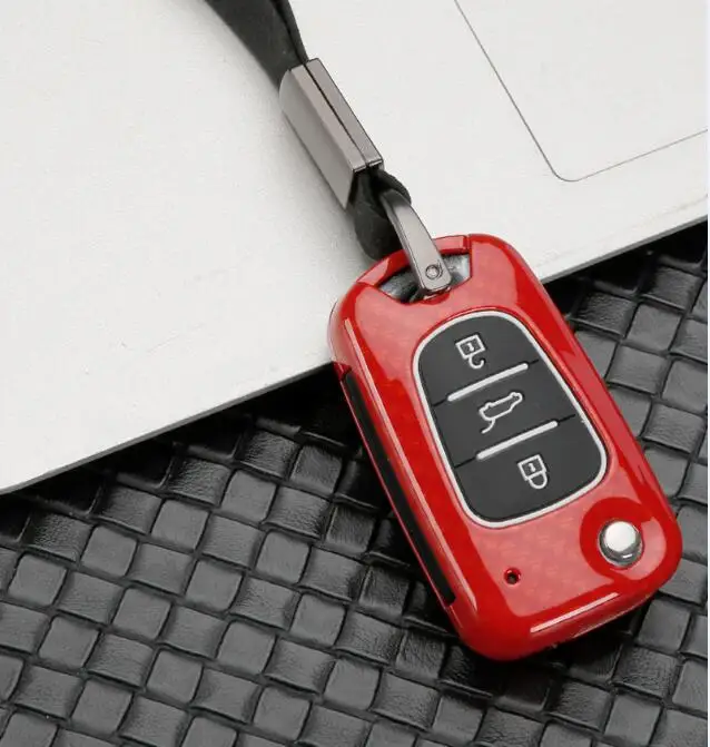 Чехол для автомобильного ключа из углеродного волокна Kia RIO K2 K5 Sportage Sorento Hyundai i20 i30