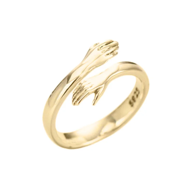 

2021 New Romantic Hand With Love Hug Rings Adjustable Love Forever Open Finger Ring Lover Jewelry Gift For Women Men
