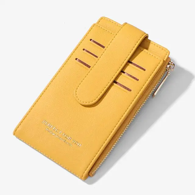 Weichen Rfid держатель для карт s маленький женский кошелек Противоугонный женский кошелек для кредитных карт Дамский Id держатель для карт на молнии Кошелек для монет - Цвет: Цвет: желтый