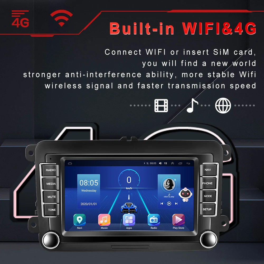 Автомагнитола Hikity мультимедийный плеер на Android с 7 &quotзвуком ии для Skoda Octavia Golf 5 6