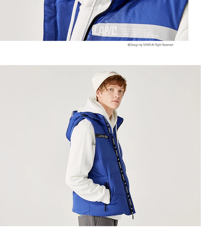 Semir, хлопковый жилет, мужской, Молодежный, хит, цветной, с буквенным принтом, с капюшоном, мужской жилет, теплый, короткий, параграф, тренд, без рукавов, жилет