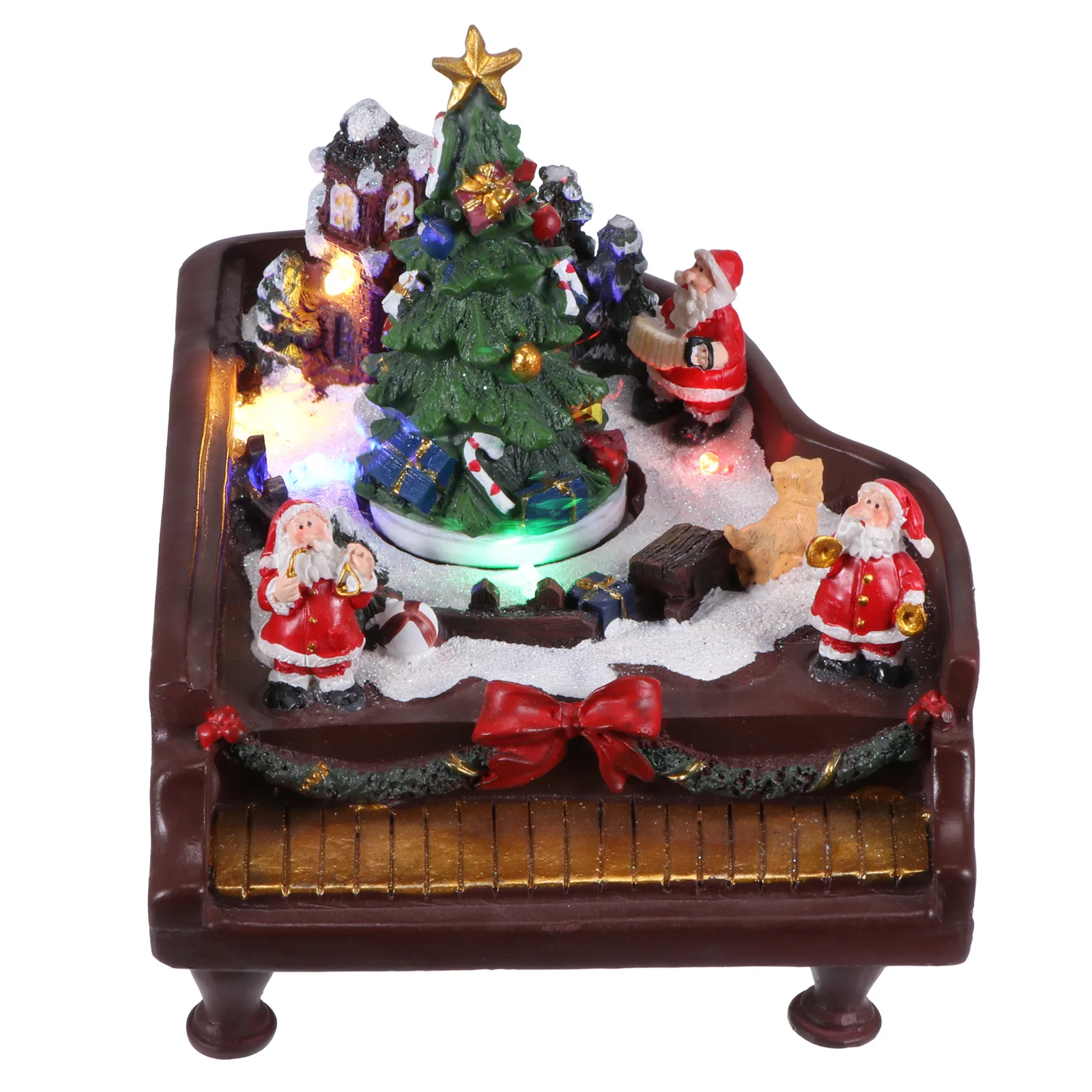 

LED Luminous Music Snow House Christmas Creative Ornament Battery-Operated Piano Snow House Xmas Gifts For Home Restaurant