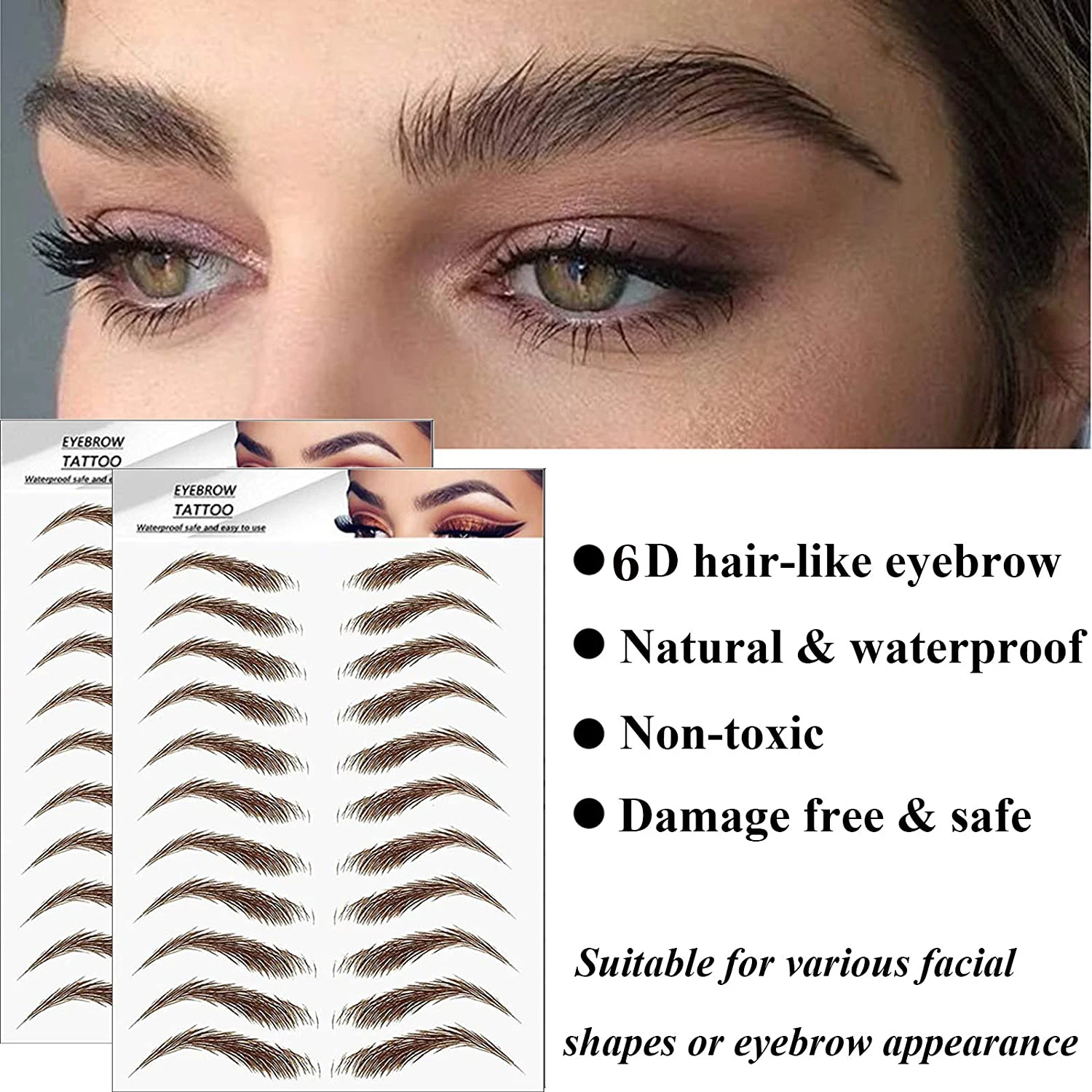 

6D Hair-Like Eyebrow Tattoo Sticker Waterproof Lasting False Eyebrows Authentic Water-Based Brow Stickers Cosmetics Supplies