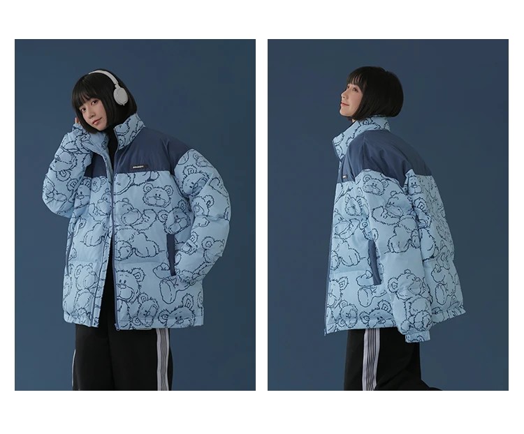 

Shelling cartoon splicing explosive cotton jacket 2021 new style women's winter thick short cotton jacket