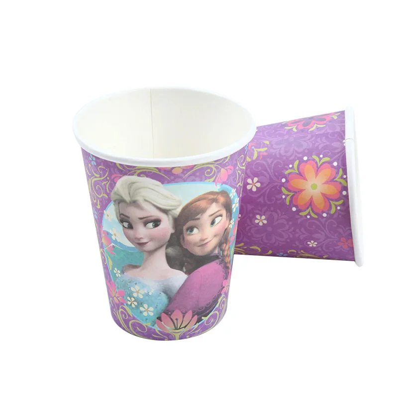 

16pcs Purple elsa anna Party Baby Shower Birthday Party Decoration paper Elsa plate Birthday Party Supplies Decoration