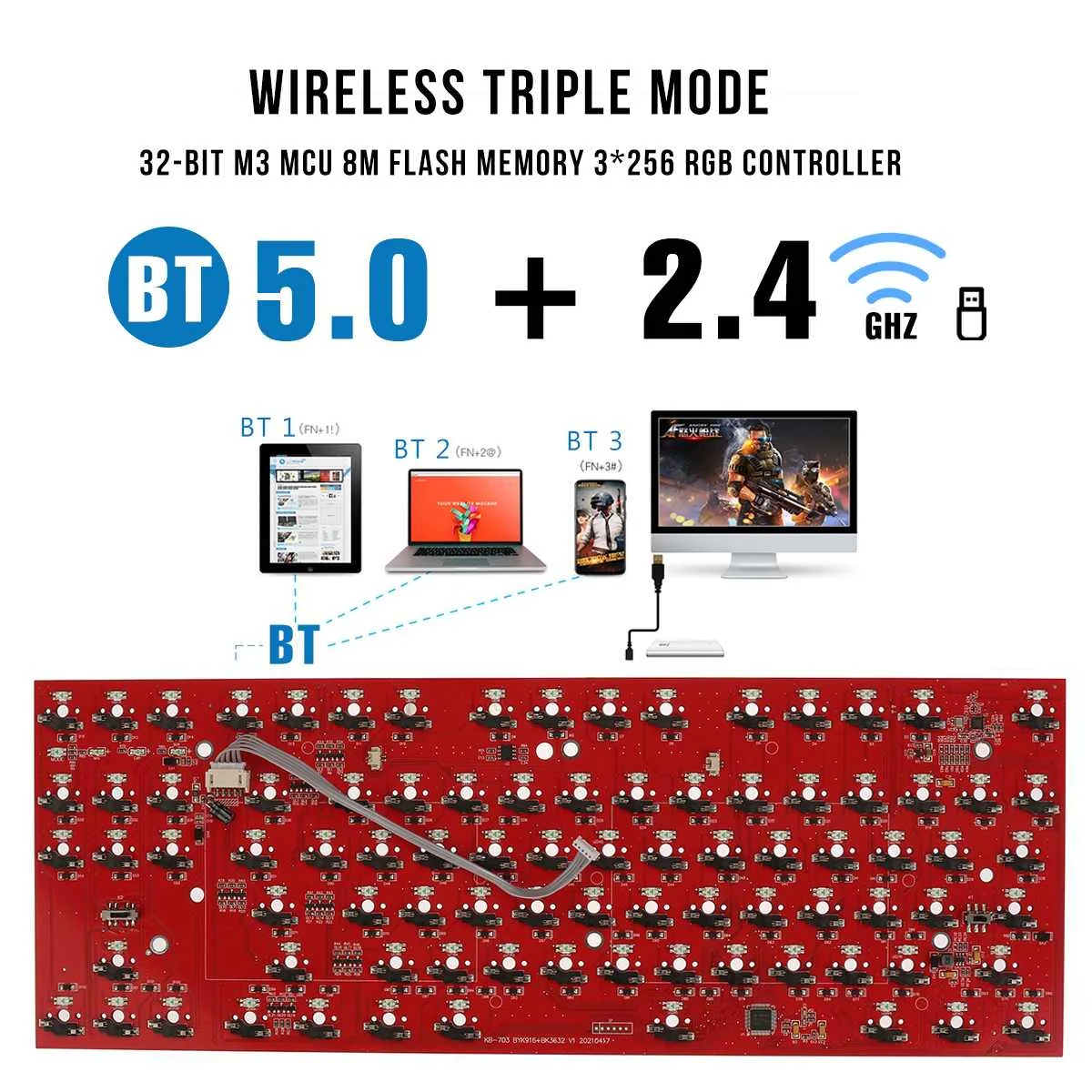 feker diy hotswap keyboard kit rgb backlit bluetooth wireless 2 4g type c 35pin 8487keys mechanical keyboard customized kit free global shipping