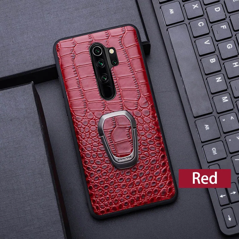 Red with Stand Чехол для телефона из натуральной кожи для Xiao mi Red mi Note 7 8 pro 5 6 mi 8 9se lite 9T pro A2 A3 Note10 mi x 2s Max 3 Y3 Poco F1 чехол - Цвет: Red with Stand