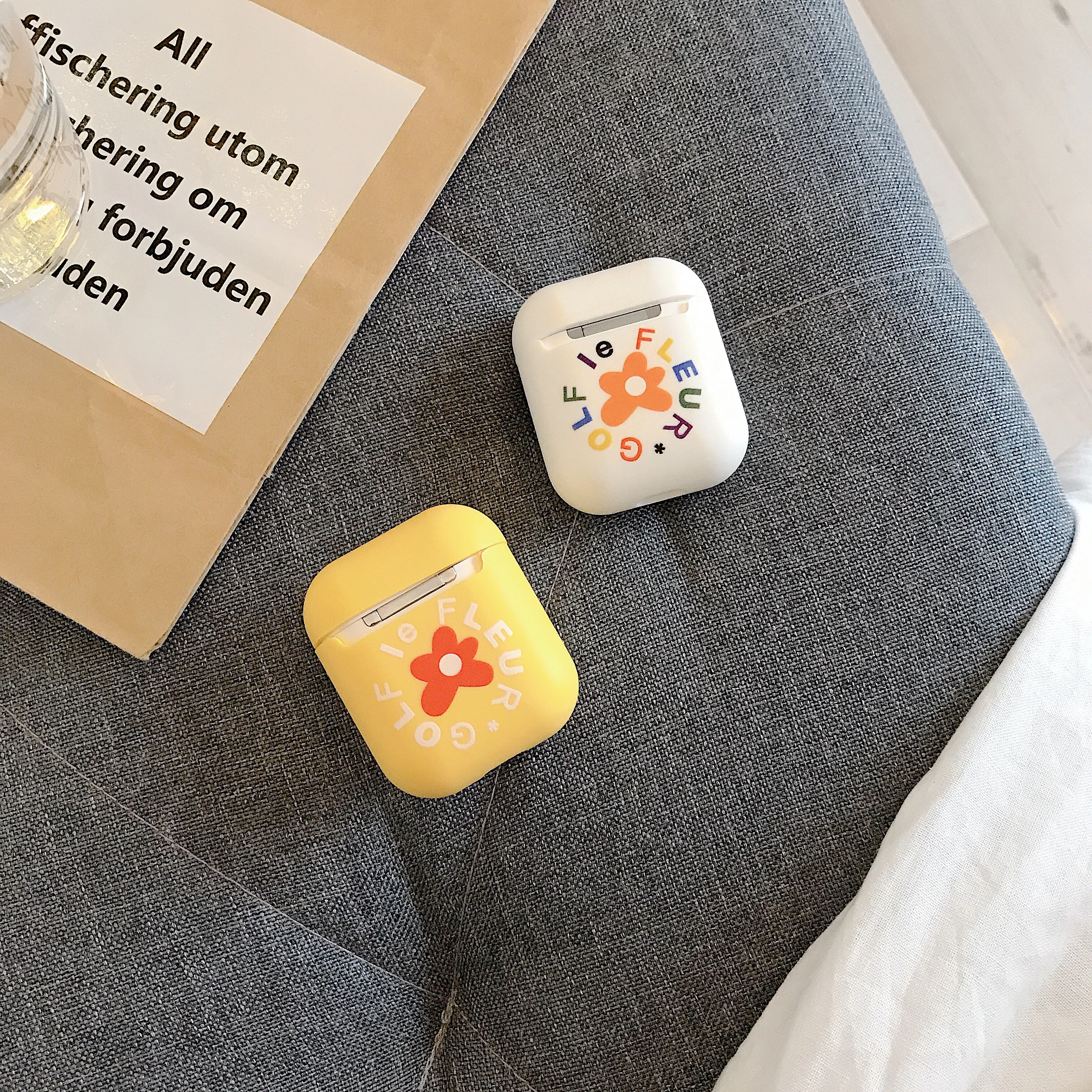 Чехол для AirPods с милым мультяшным цветочным узором кожухи головных телефонов Apple