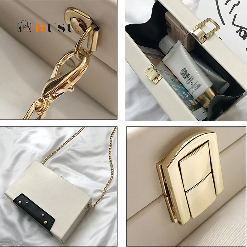 

Small Tape Box Flap Bags Women Chains Crossbody Bag 2020 Fashion Clip Shoulder Messenger Bags Ladies Harajuku PU Leather Purses