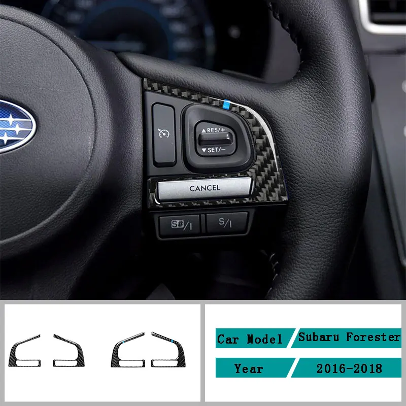 

Carbon Fiber Car Accessories Interior Steering Wheel Button Protective Decals Cover Trim Stickers For Subaru Forester 2016-2018