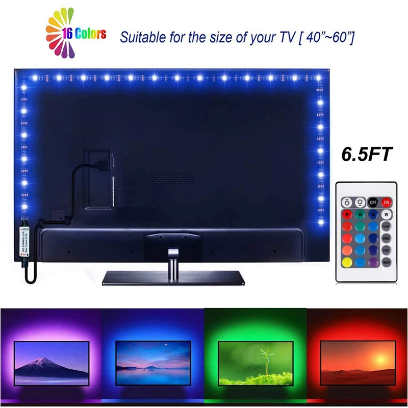 

LED Strip Light USB 5050SMD DC5V Flexible LED Lamp Tape Ribbon RGB 1M 2M 3M 4M 5M TV Desktop Screen BackLight Diode Tape