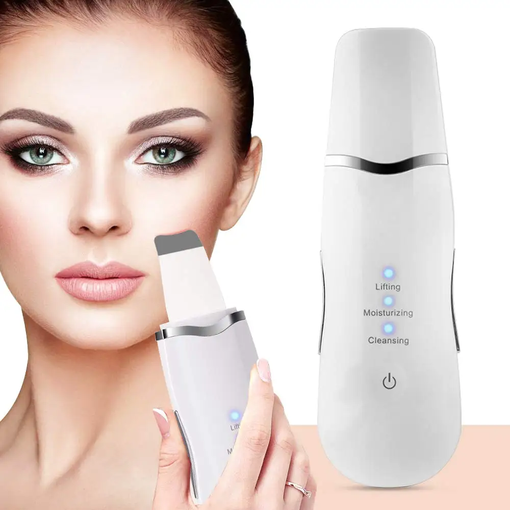 

Rechargeable Ultrasonic Face Skin Scrubber Facial Cleaner Peeling Vibration Blackhead Removal Exfoliating Pore Cleaner Tools