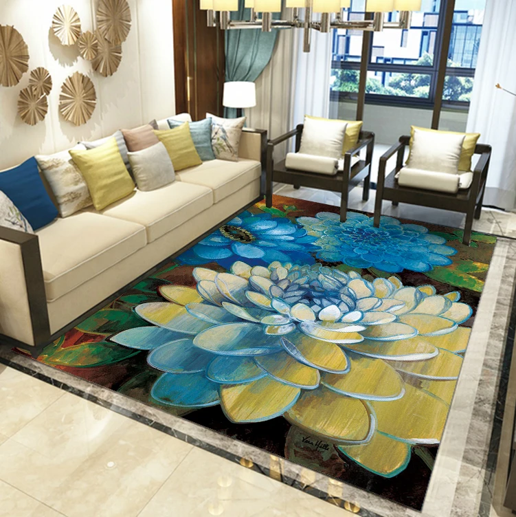Современные 3d цветы пол ковер для гостиной птица дерево печать нескользящий