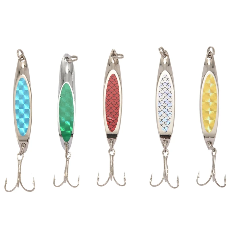 

Lot 5 Fishing Spoons Sinking Metal Lure Trolling&Casting Laser-Spoon Lures Bionic Wobbler Fishing Tackle Trout 21G