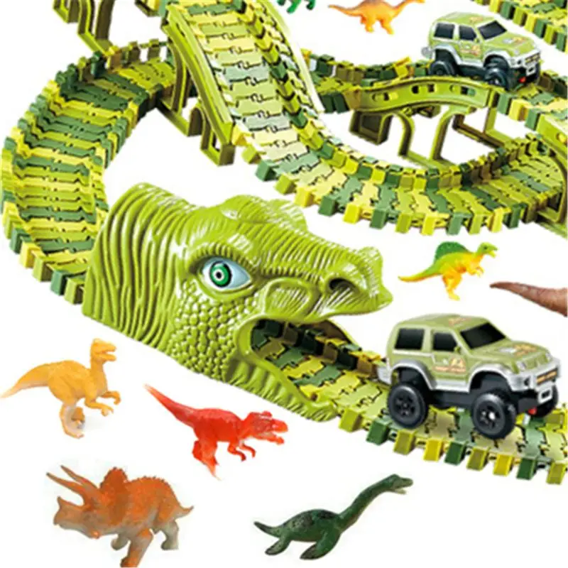 

Dinosaur Railway Toy Car Track Racing Track Toy Set Educational Bend Flexible