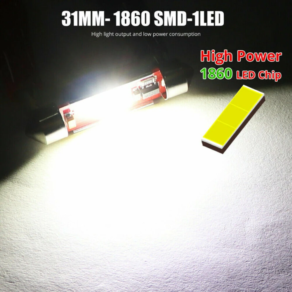 

2Pcs LED Lights White Dome Auto Festoon Indoor Super Bright Replacement Set