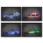 Неоновый постер на автомобиль с надписью Ghostbusters, рисунок на стену в стиле граффити, поп-арт, ретро Современный домашний декор без рамки