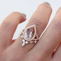 2022woman rings korean fashion gothic accessories water drop pear shaped diamond couple rings 18k rose gold plated gold jewelry