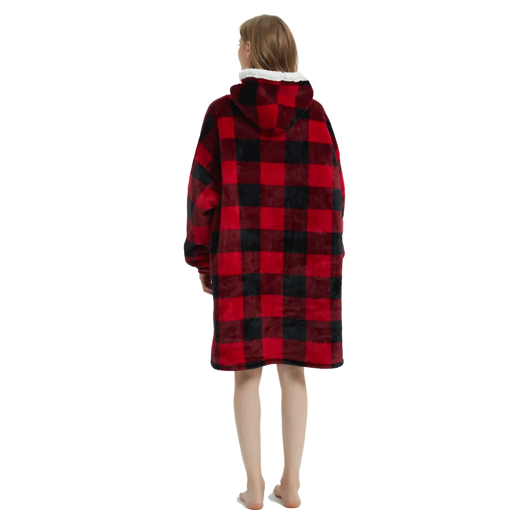 Sudadera con capucha de microfibra para mujer, manta de invierno de gran tama&ntilde;o, suave, c&aacute;lida y gruesa, jersey de felpa, bata, manta de lana, mantas para vestir-1