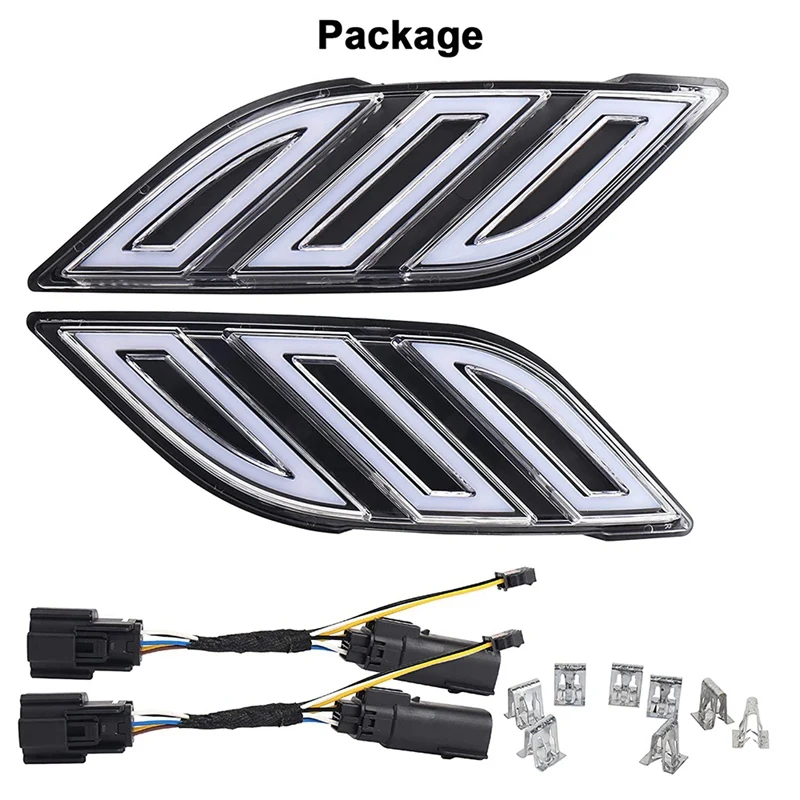 

2Pcs Side Marker Light Turn Signal LED Daytime Running Light White DRL for Ford Raptor F150 2017-2019