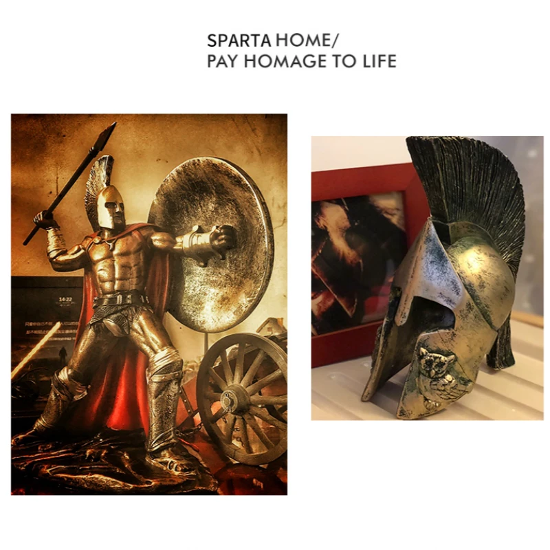 Ancient Rome Ornament Retro Spartan Character Model Resin Craft Figurines Home Decor Spartan Warrior Statue Figure Decorate Gift images - 6