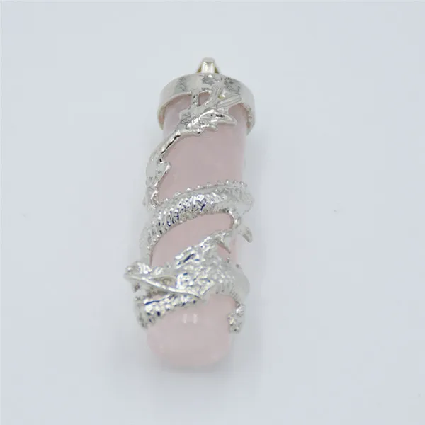 pink crystal Ожерелья в виде дракона подвески из натурального камня тигровый глаз белый кристалл подарок для влюбленных ювелирные изделия колонна бусины Подвески маятниковая подвеска - Окраска металла: pink crystal